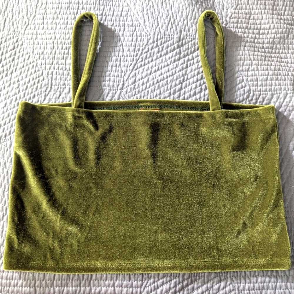 Olive Bandeau Stretch Velvet Top
